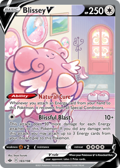 Blissey V z edície Chilling Reign, karta č.183
