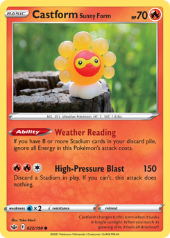 Castform Sunny Form z edície Chilling Reign, karta č.22