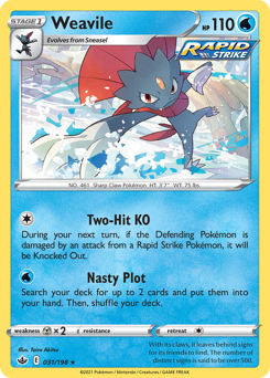 Weavile z edície Chilling Reign, karta č.31