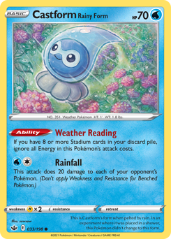 Castform Rainy Form z edície Chilling Reign, karta č.33