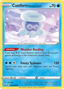Castform Snowy Form z edície Chilling Reign, karta č.34