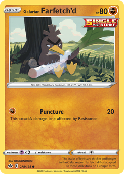 Galarian Farfetch'd z edície Chilling Reign, karta č.78