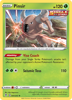 Pinsir z edície Evolving Skies, karta č.1