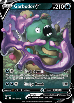 Garbodor V z edície Evolving Skies, karta č.100