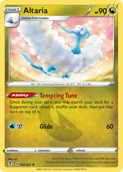 Altaria z edície Evolving Skies, karta č.106