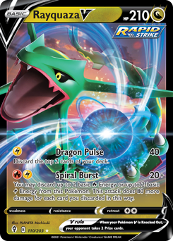 Rayquaza V z edície Evolving Skies, karta č.110