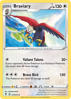 Braviary z edície Evolving Skies, karta č.137