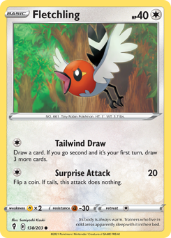 Fletchling z edície Evolving Skies, karta č.138