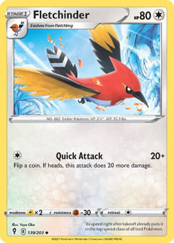 Fletchinder z edície Evolving Skies, karta č.139