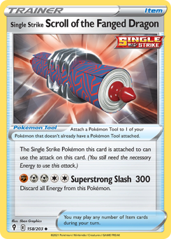 Single Strike Scroll of the Fanged Dragon z edície Evolving Skies, karta č.158