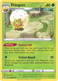 Eldegoss z edície Evolving Skies, karta č.16