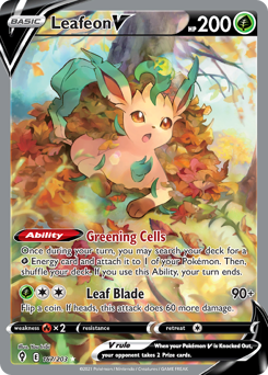 Leafeon V z edície Evolving Skies, karta č.167