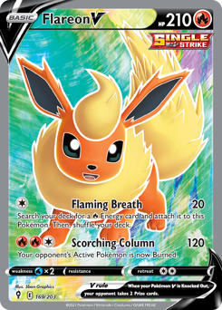 Flareon V z edície Evolving Skies, karta č.169