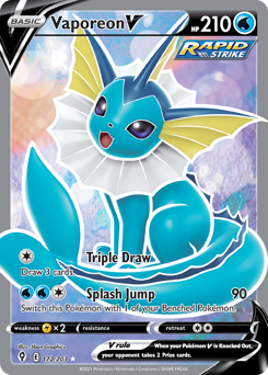 Vaporeon V z edície Evolving Skies, karta č.172