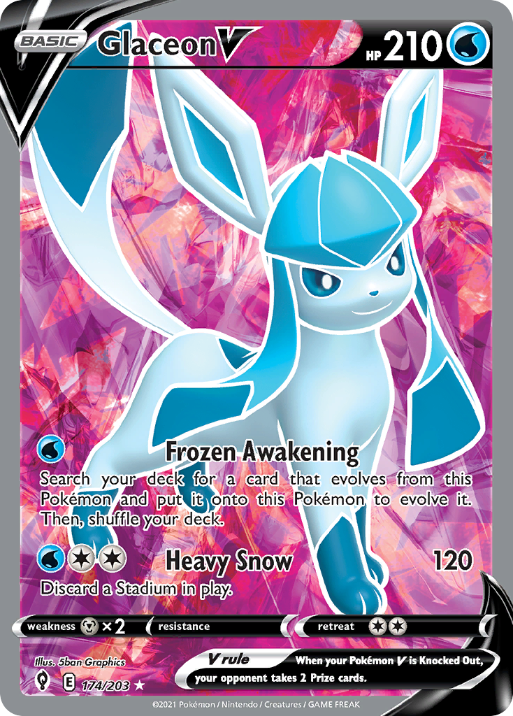 Glaceon V z edície Evolving Skies, karta č.174