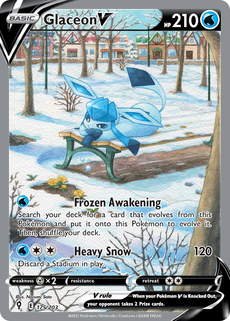 Glaceon V z edície Evolving Skies, karta č.175