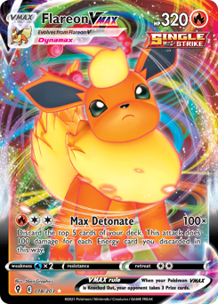 Flareon VMAX z edície Evolving Skies, karta č.18