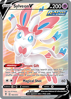 Sylveon V z edície Evolving Skies, karta č.183