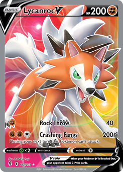 Lycanroc V z edície Evolving Skies, karta č.187