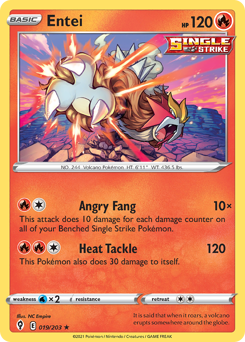 Entei z edície Evolving Skies, karta č.19