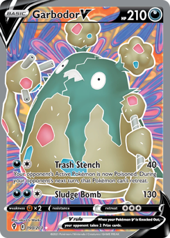 Garbodor V z edície Evolving Skies, karta č.190