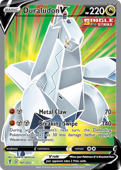 Duraludon V z edície Evolving Skies, karta č.197