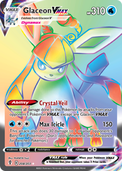 Glaceon VMAX z edície Evolving Skies, karta č.208