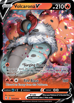 Volcarona V z edície Evolving Skies, karta č.21