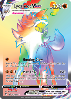 Lycanroc VMAX z edície Evolving Skies, karta č.213
