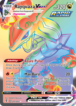 Rayquaza VMAX z edície Evolving Skies, karta č.217