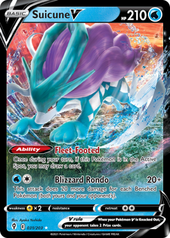 Suicune V z edície Evolving Skies, karta č.31