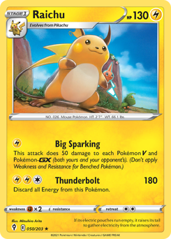 Raichu z edície Evolving Skies, karta č.50