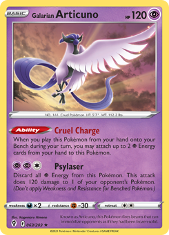Galarian Articuno z edície Evolving Skies, karta č.63