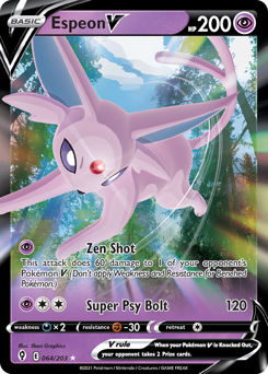 Espeon V z edície Evolving Skies, karta č.64