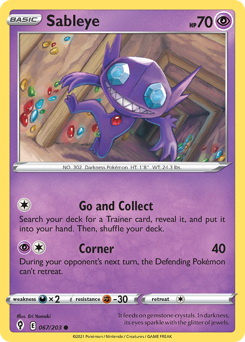Sableye z edície Evolving Skies, karta č.67