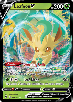 Leafeon V z edície Evolving Skies, karta č.7