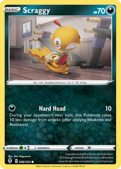 Scraggy z edície Evolving Skies, karta č.98
