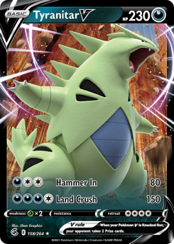 Tyranitar V z edície Fusion Strike, karta č.158