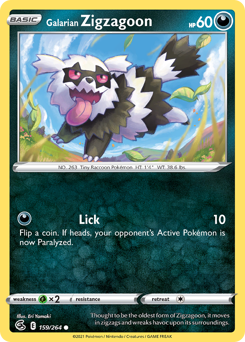 Galarian Zigzagoon z edície Fusion Strike, karta č.159