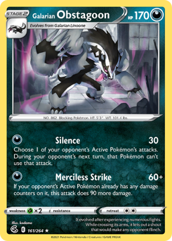 Galarian Obstagoon z edície Fusion Strike, karta č.161