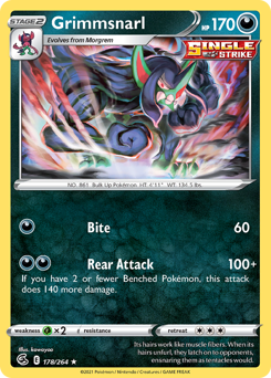 Grimmsnarl z edície Fusion Strike, karta č.178