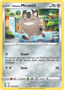 Galarian Meowth z edície Fusion Strike, karta č.180