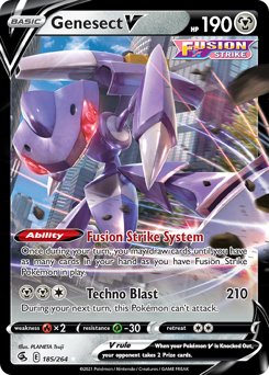 Genesect V z edície Fusion Strike, karta č.185