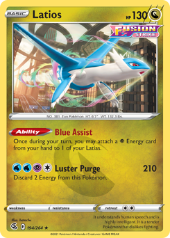 Latios z edície Fusion Strike, karta č.194