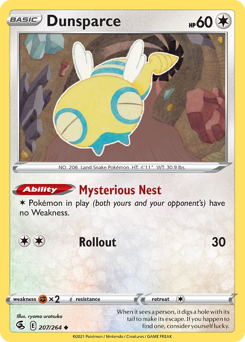 Dunsparce z edície Fusion Strike, karta č.207