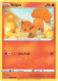 Vulpix z edície Fusion Strike, karta č.28