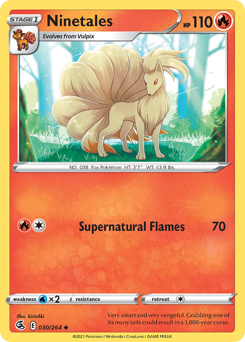 Ninetales z edície Fusion Strike, karta č.30