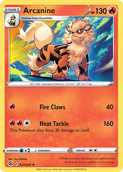 Arcanine z edície Fusion Strike, karta č.33