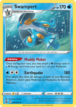 Swampert z edície Fusion Strike, karta č.64