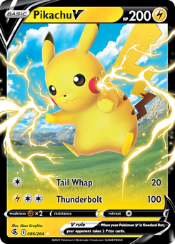 Pikachu V z edície Fusion Strike, karta č.86